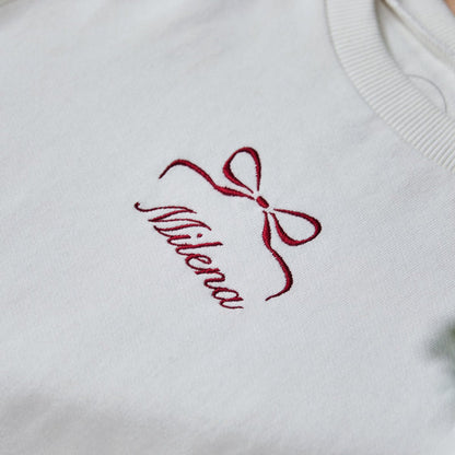 Personalised Kids' Red Bow White Jumper