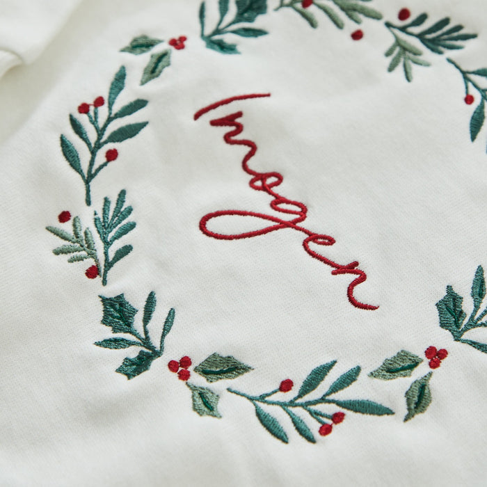 Personalised Kids' White Traditional Wreath Christmas Jumper