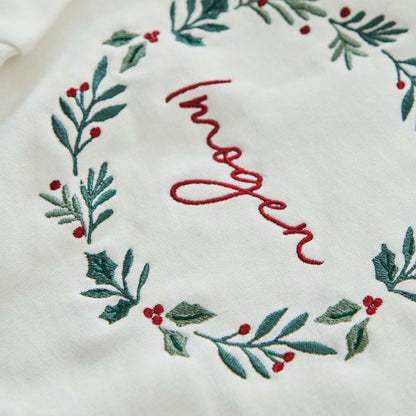 Personalised Kids' White Traditional Wreath Christmas Jumper