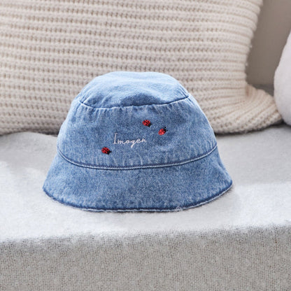 Personalised Ladybird Denim Bucket Hat