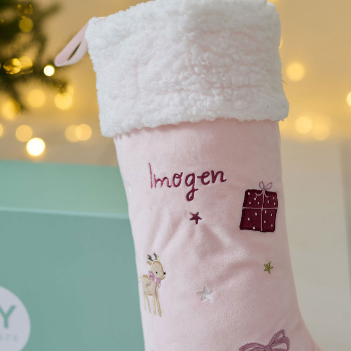 Personalised Medium Pink Christmas Gift Stocking