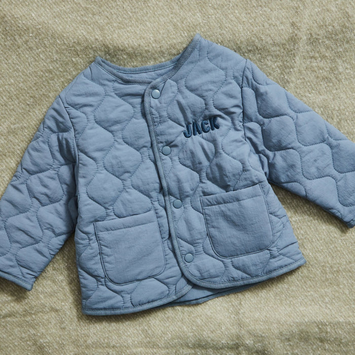 Personalised Name Blue Quilted Jacket