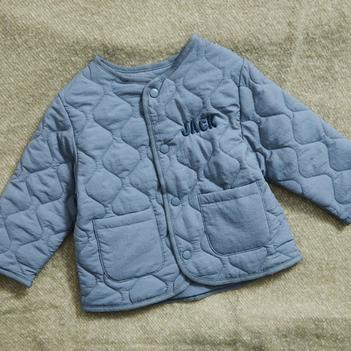 Personalised Name Blue Quilted Jacket