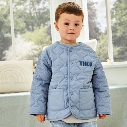 Personalised Name Blue Quilted Jacket