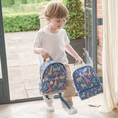 Personalised Navy Safari Backpack  & Lunchbag Set