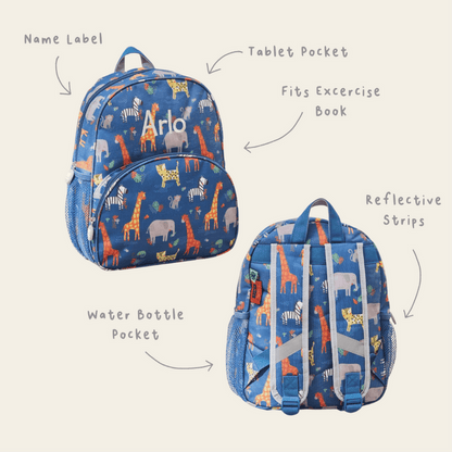 Personalised Navy Safari Backpack  & Lunchbag Set