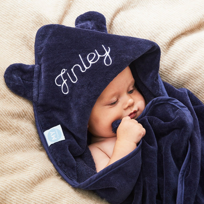 Personalised Navy Small Hooded Towel