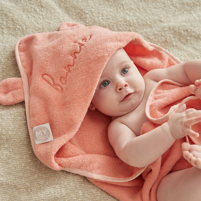 Personalised Peach Sorbet Small Hooded Towel With Ears
