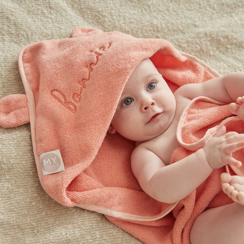 Personalised Peach Sorbet Small Hooded Towel With Ears