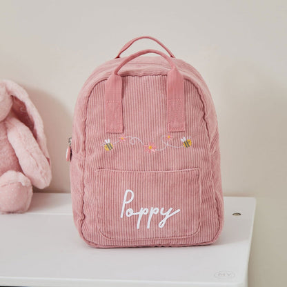 Personalised Pink Bumblebee Design Cord Mini Backpack