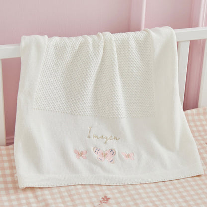 Personalised Pink Butterfly Ivory Shawl