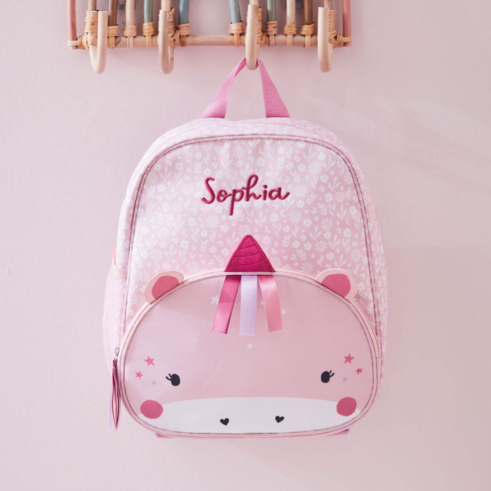 Personalised Pink Unicorn Face Medium Backpack
