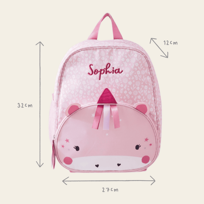 Personalised Pink Unicorn Face Medium Backpack