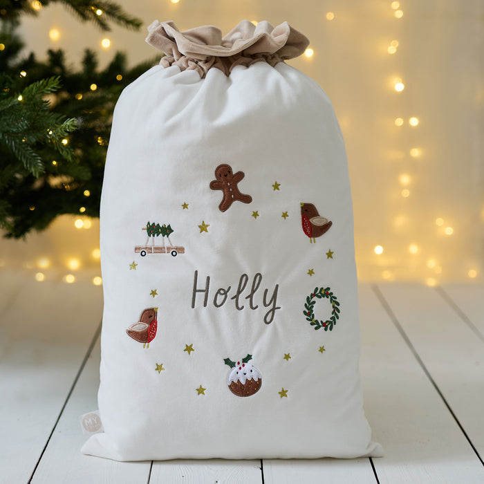 Personalised Plush Neutral Christmas Sack