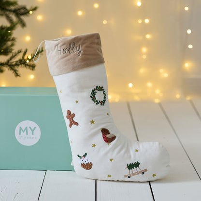 Personalised Plush Neutral Small Christmas Stocking