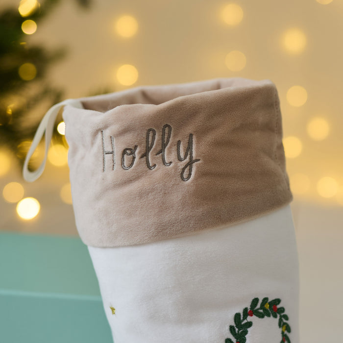 Personalised Plush Neutral Small Christmas Stocking