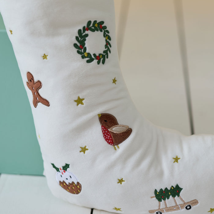Personalised Plush Neutral Small Christmas Stocking