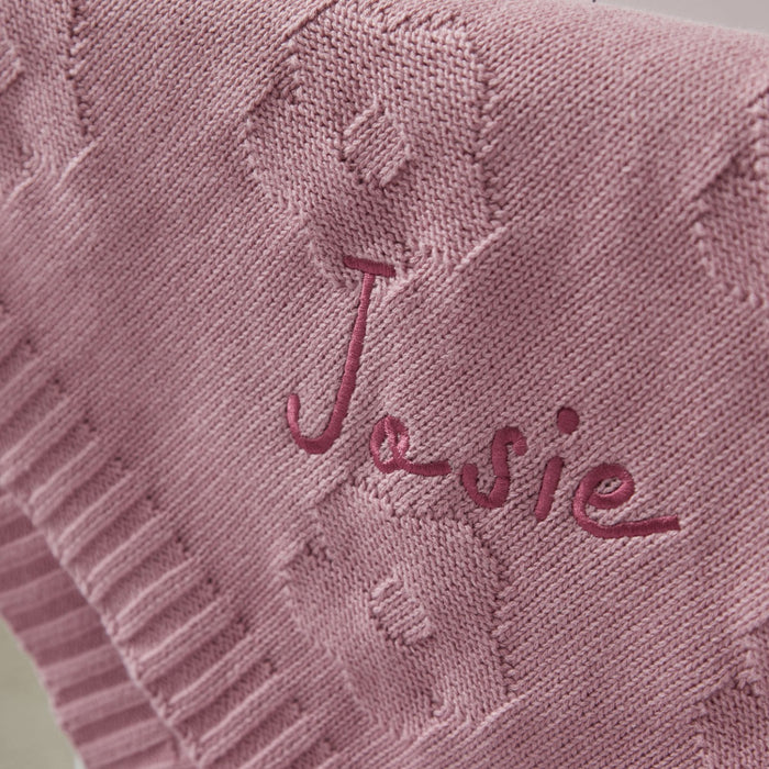 Personalised Raspberry Ripple Flower Jacquard Blanket