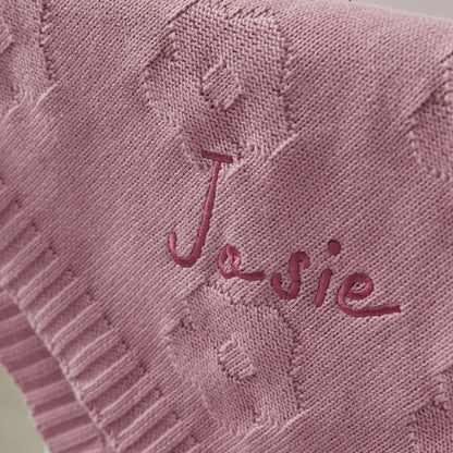 Personalised Raspberry Ripple Flower Jacquard Blanket