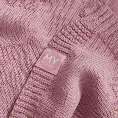 Personalised Raspberry Ripple Flower Jacquard Blanket