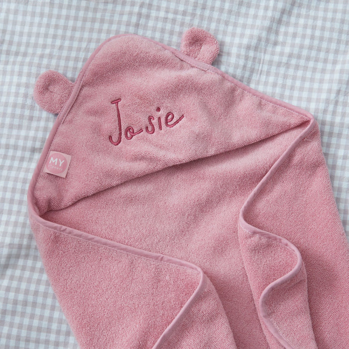 Personalised Raspberry Ripple Small Hooded Towel With Ears