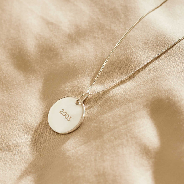 Personalised Retro Sterling Silver Disc Necklace