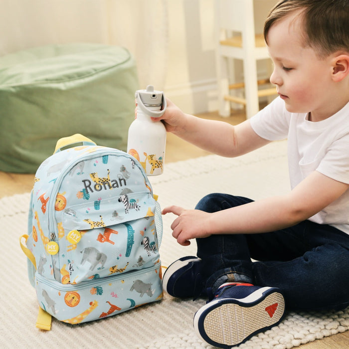 Personalised Safari Mini Backpack with Compartment