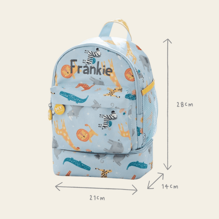 Personalised Safari Mini Backpack with Compartment