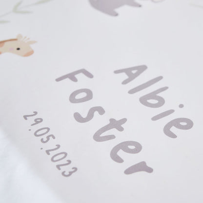 Personalised Safari Wreath Bedding Fitted Sheet
