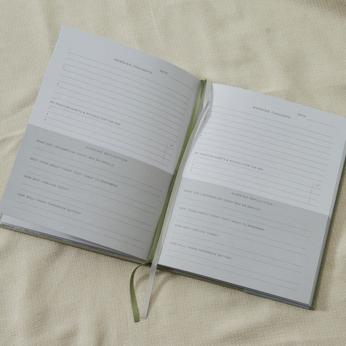 Personalised Sage Linen Mindfulness Journal