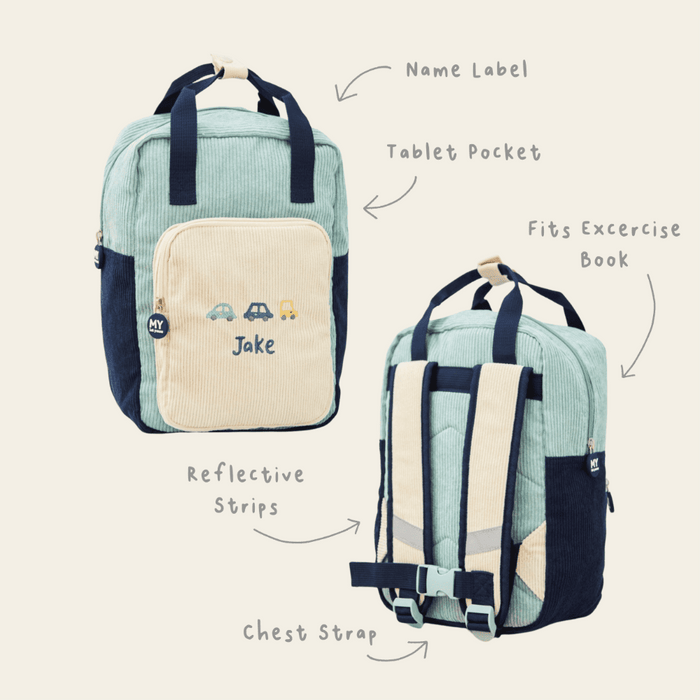 Personalised Sage Transport Cord Backpack with Grab Handle