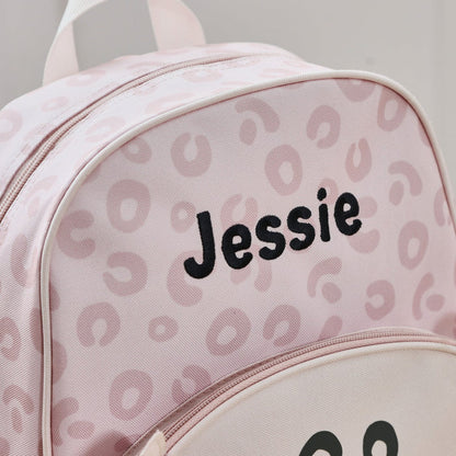 Personalised Snow Leopard Character Medium Backpack