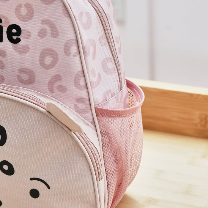 Personalised Snow Leopard Character Medium Backpack
