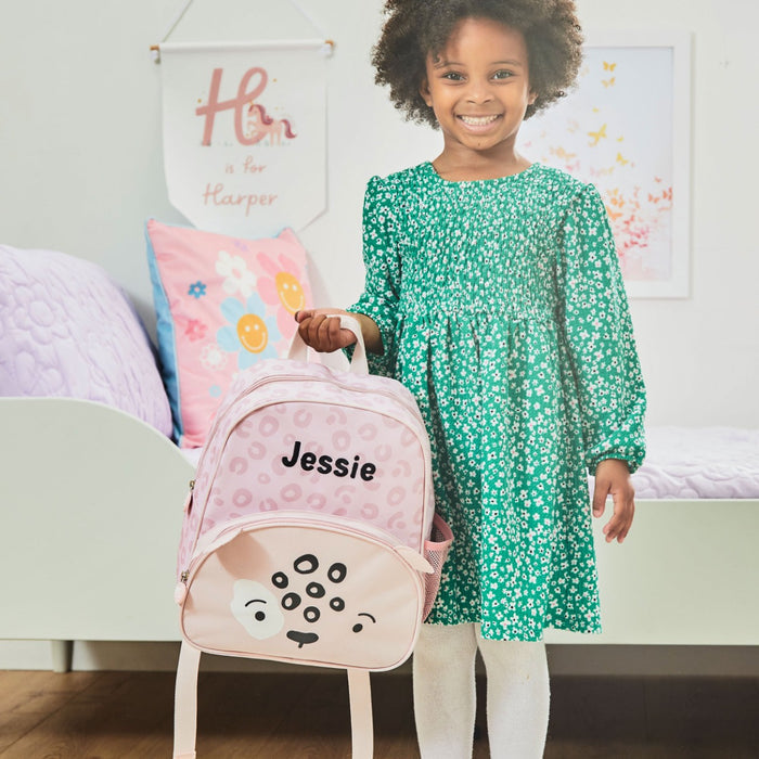 Personalised Snow Leopard Character Medium Backpack