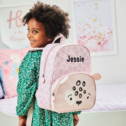 Personalised Snow Leopard Character Medium Backpack