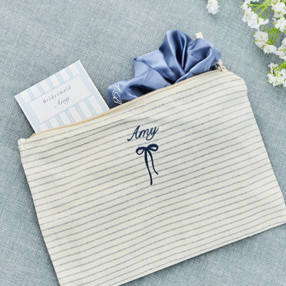 Personalised Something Blue Striped Pouch
