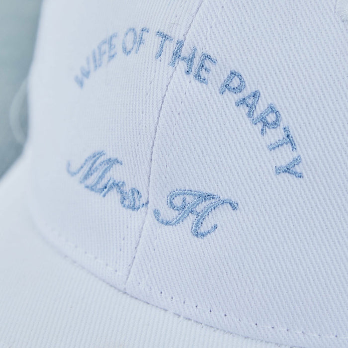 Personalised Something Blue Wife Of The Party White Cap