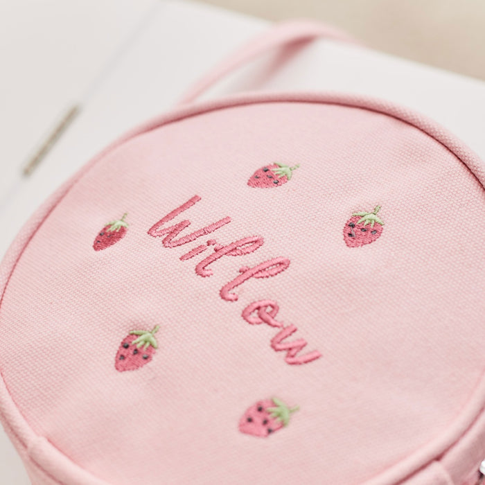 Personalised Strawberry Design Pink Handbag
