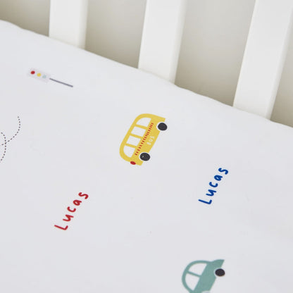Personalised Transport Fitted Cot Sheet 70x140cm