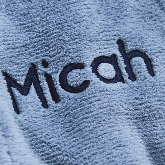 Personalised Wave Blue Fleece Robe With Ears
