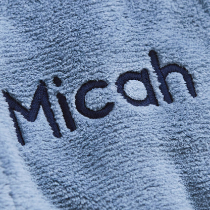 Personalised Wave Blue Fleece Robe With Ears
