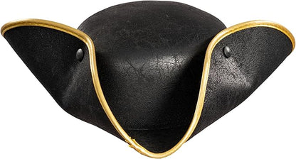 Pirate Hat Faux Leather Tricorn Colonial Renaissance Halloween Costume Cosplay Accessory - TVStoreOnline