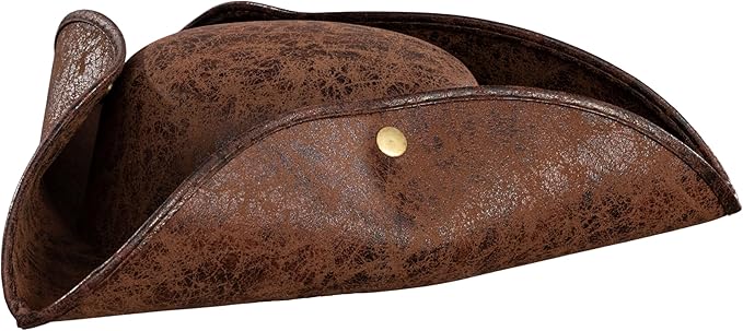 Pirate Hat Tricorn Faux Leather Colonial Renaissance Halloween Cosplay Costume Hat - TVStoreOnline