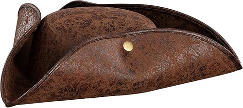 Pirate Hat Tricorn Faux Leather Colonial Renaissance Halloween Cosplay Costume Hat - TVStoreOnline