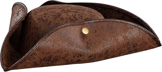 Pirate Hat Tricorn Faux Leather Colonial Renaissance Halloween Cosplay Costume Hat - TVStoreOnline