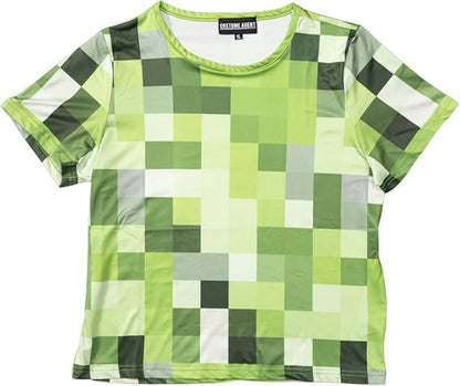 Pixelated Blocks Youth Halloween Costume T-Shirt Big Pixel Style Cosplay Top for Kids Blue or Green - TVStoreOnline