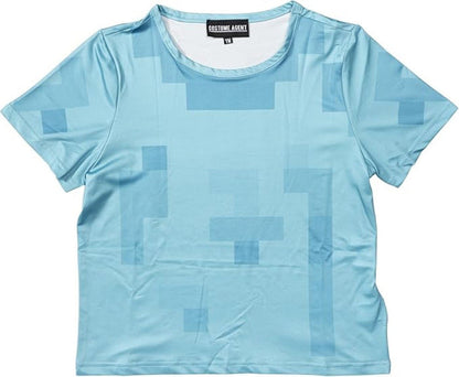 Pixelated Blocks Youth Halloween Costume T-Shirt Big Pixel Style Cosplay Top for Kids Blue or Green - TVStoreOnline