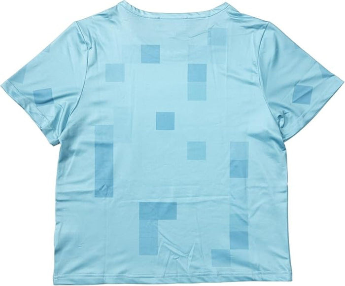 Pixelated Blocks Youth Halloween Costume T-Shirt Big Pixel Style Cosplay Top for Kids Blue or Green - TVStoreOnline