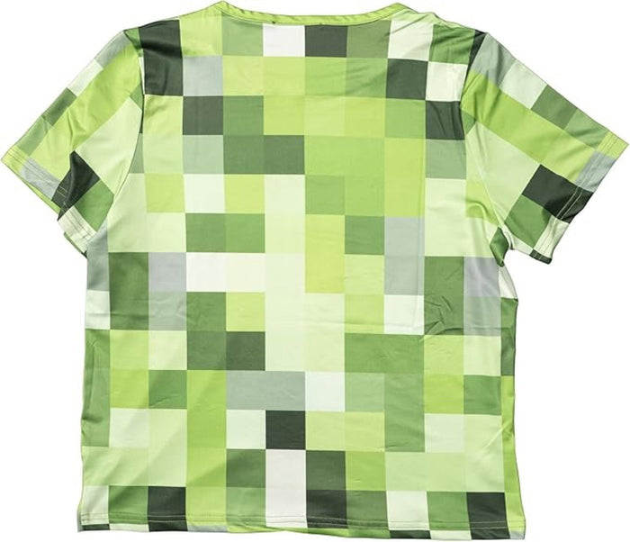 Pixelated Blocks Youth Halloween Costume T-Shirt Big Pixel Style Cosplay Top for Kids Blue or Green - TVStoreOnline