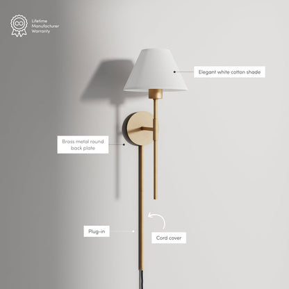 Plug-in Cotton Shade Wall Light - Nathan James